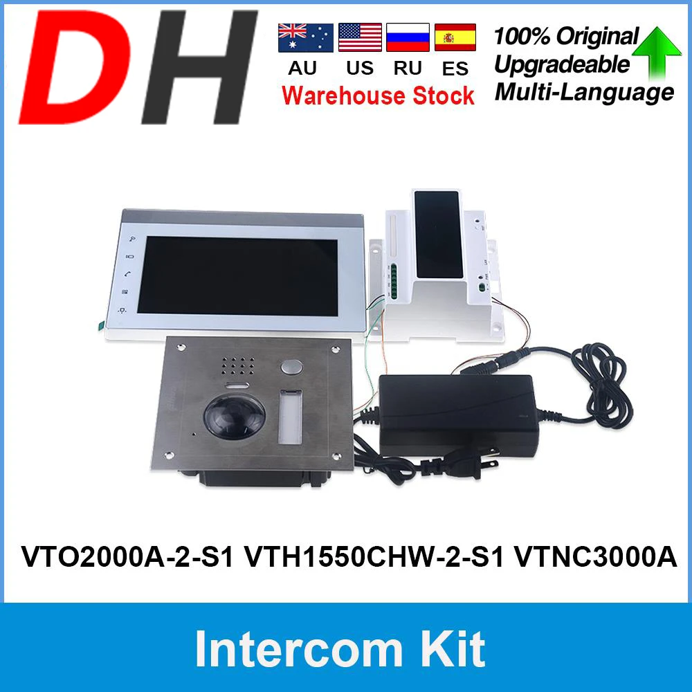 Dahua Intercom VTO2000A-2-S1 VTH1550CHW-2-S1 VTNC3000A 2-wire Audio Alarm 2-Door Control App Remote Intercom kit