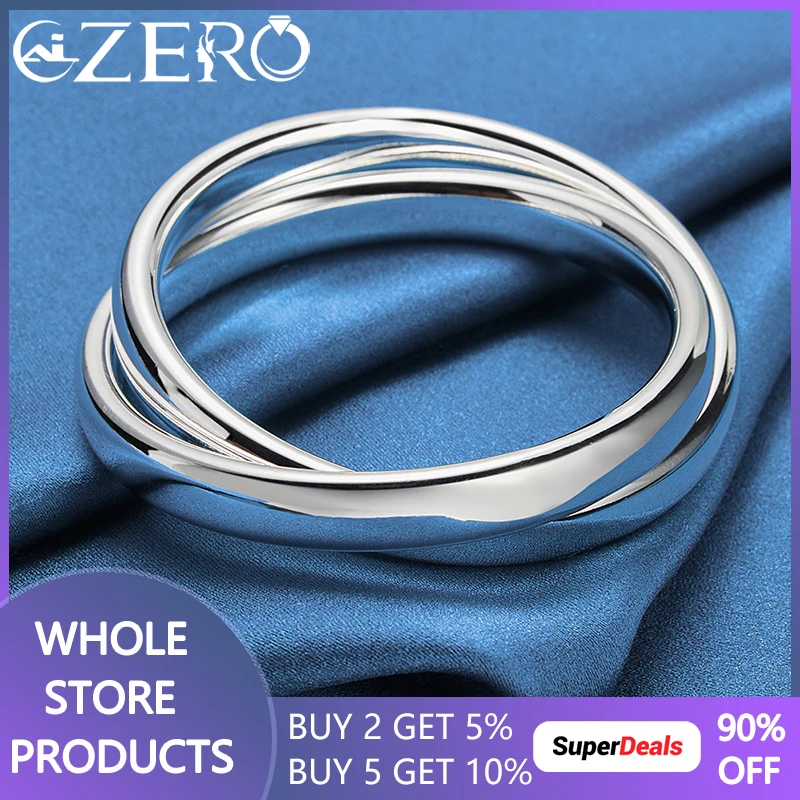 

High Quality 925 Sterling Silver Noble Two Circles Bangle Bracelet For Man Women Wedding Fashion Party Luxury Jewelry Fine Gifts