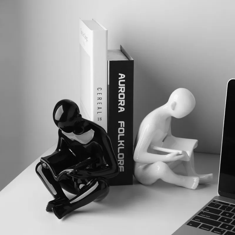 

Современные Простые черно-белые фигурки, керамический книжный файл, украшение для дома, кабинета, гостиной, украшение для стола, подарочное ...