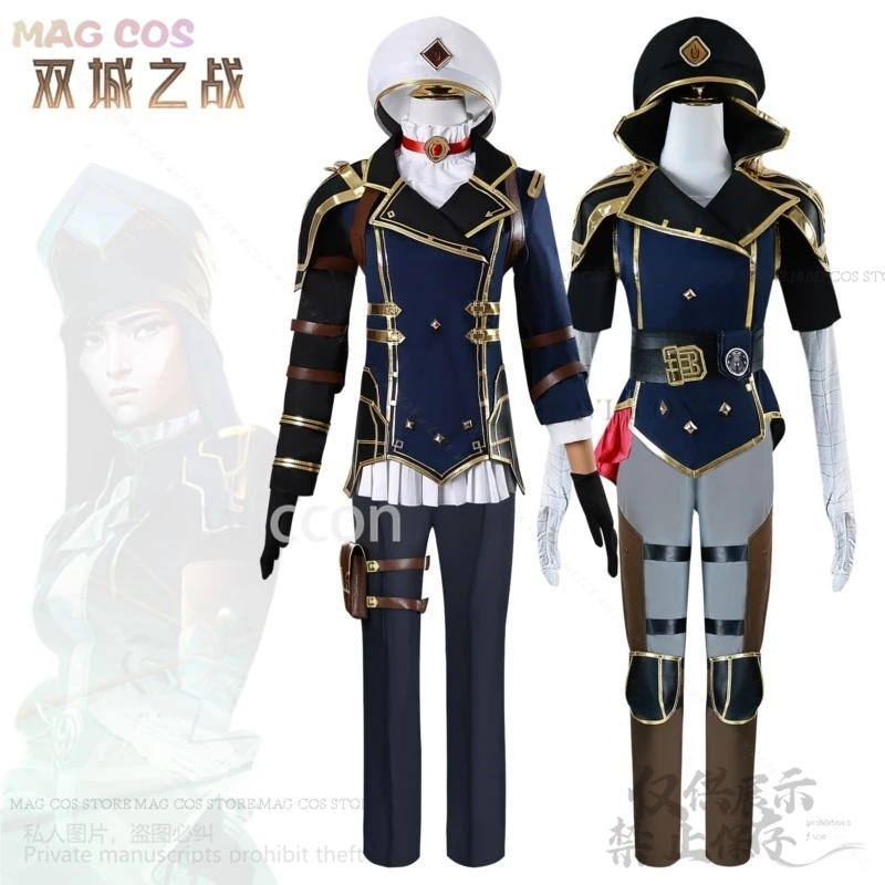 Аниме игра LOL косплей Кейтлин Кирраман костюм фиолетовая шляпа боевой Хэллоуин