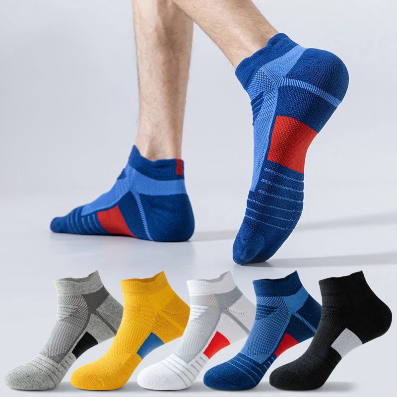 Sports Socks for Men Short Socks Thickened Shock-absorbing Terry Sweat-absorbing Running Breathable Mesh Basketball Towel Socks