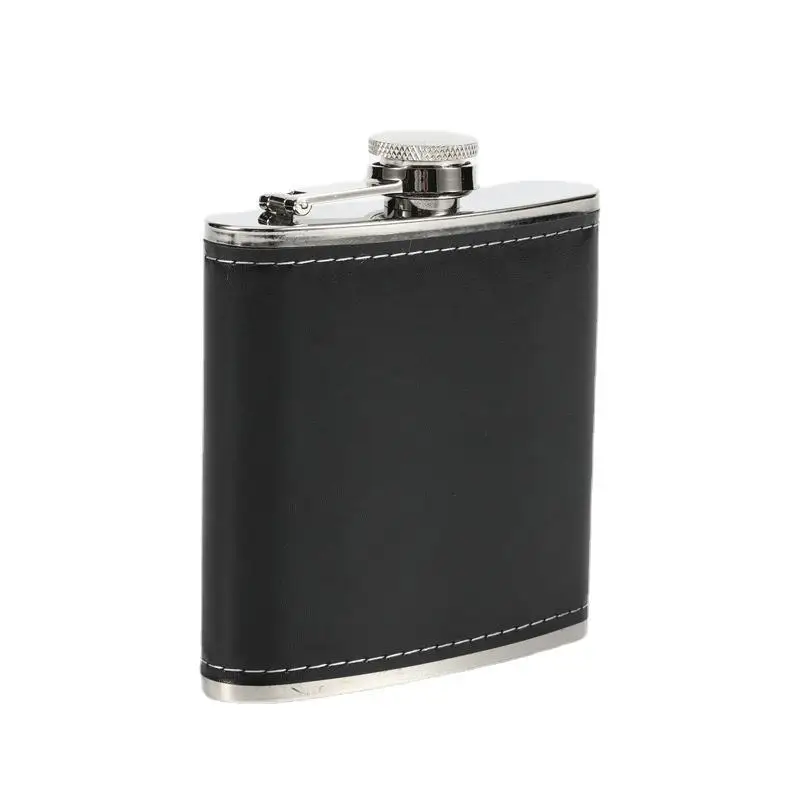 6 OZ Stainless Steel Wine Pot PU Leather Surface Hip Flask Portable Travel Small Mini Whiskey Alcohol Bottle Liquor Bottle