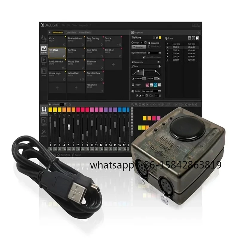 Фото Программное обеспечение для управления сценическим освещением Daslight DVC4 GZM, 1536 каналов DMX512, управление DJ-освещением, светодиодные лампы, контроллер DMX, интерфейс DMX. №1