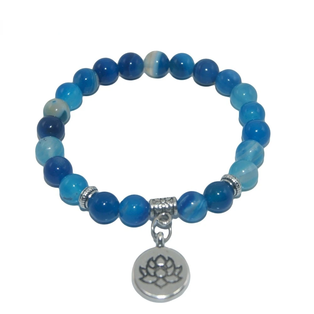 

Natural Stone Lotus Buddha Beads Amethysts Agates Lapis lazuli Tiger Eye Turquoises Bracelet For Women Men Yoga bracelet Femme