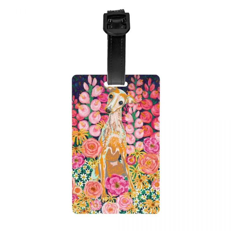 

Ярлык для чемодана с изображением сада, хауда, рыбы, цветов, багажа