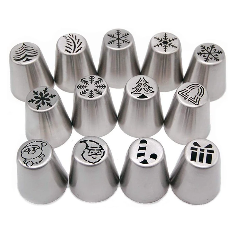 

13 Pieces Of Christmas Flower Frosting Head Cake Decorating Supplies Cake Decorating Tips Baking Supplies Icing Tips
