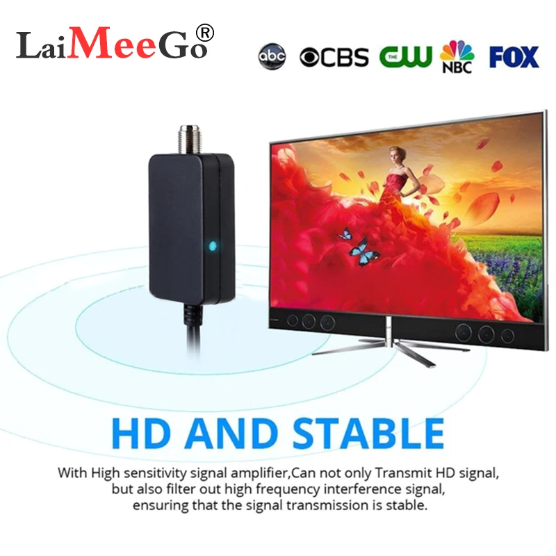 

Digital Indoor TV Antenna Amplifier Long 50 Miles Range Antenna Compatible for 720p, 1080i, 1080p/ ATSC Video Accessory