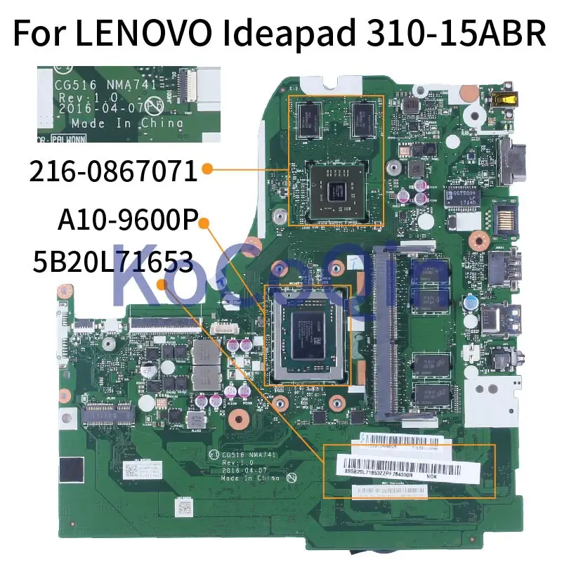 para Lenovo Ideapad 31015abr A10-9600p r5 M430 2gb Notebook Mainboard 5b20l716532 Cg516 Nma741 2160867071 Laptop Motherboard