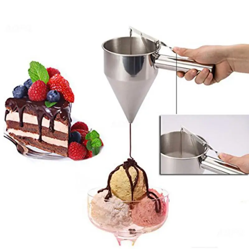 

Octopus Balls Tools Stainless Steel Piston Funnel For Sauce Cream Dosing Funnel For Chocolate Pastry Mold Dough Dispenser Funnel