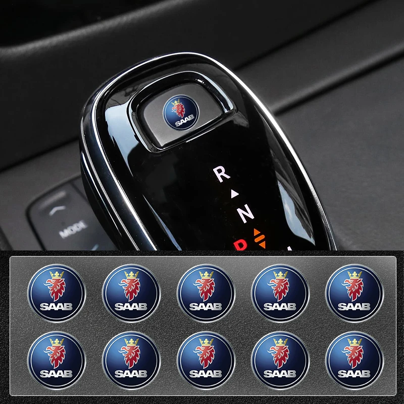 

10pcs UV Car Logo Styling Stickers Auto Steering Wheel Interior Decals For SAAB 93 Vector Aero Pantalla Radio Android 95 Gripen