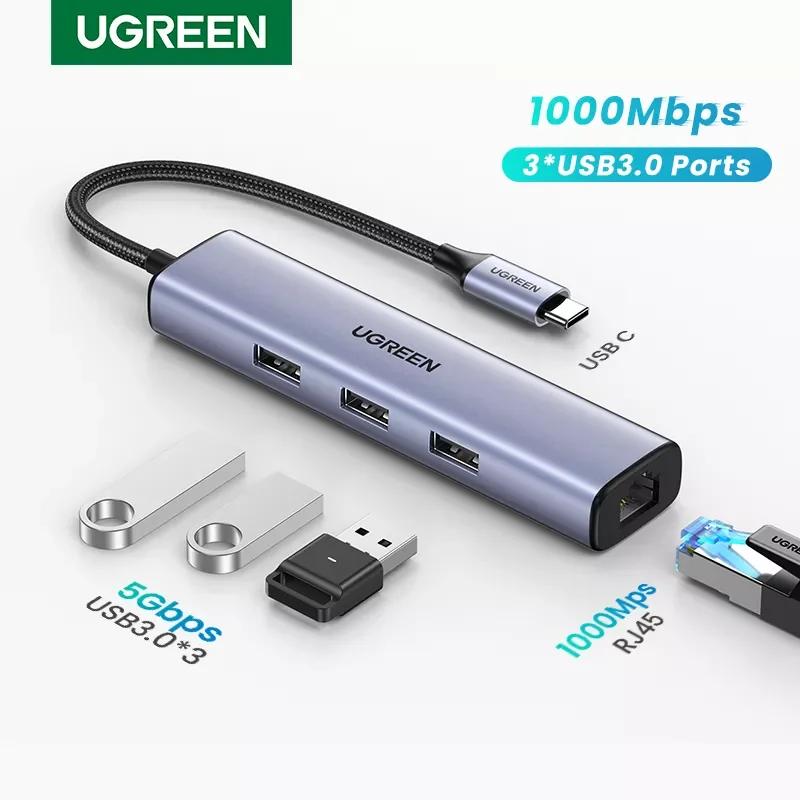 

U-G-REEN USB C HUB 1000Mbps Ethernet HUB USB-C To USB3.0 RJ45 for Laptop Macbook Accessories Type-C Ethernet Adapter Network Ca