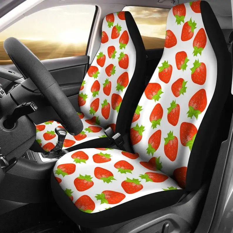 

Strawberry Car Seat Covers (Set Of 2) Universal Front Car and Suv Seat Covers Custom Seat Protector Car Accessory