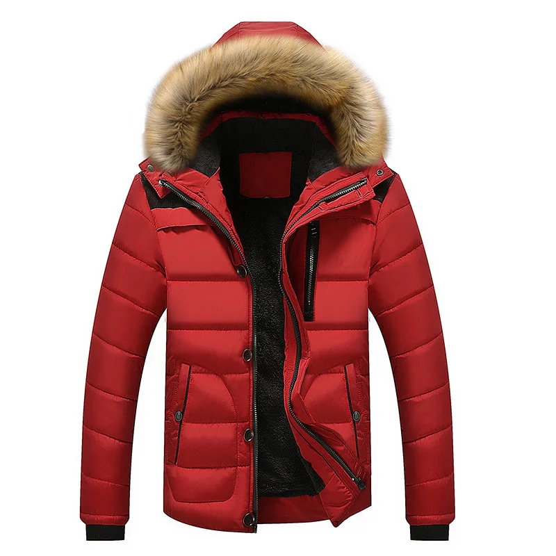 Mens Parkas Cotton-padded Jacket Large Size 5XL 6XL Splicing Hooded Fur Collar Warm Overcoat Autumn Winter Casual Ropa De Hombre