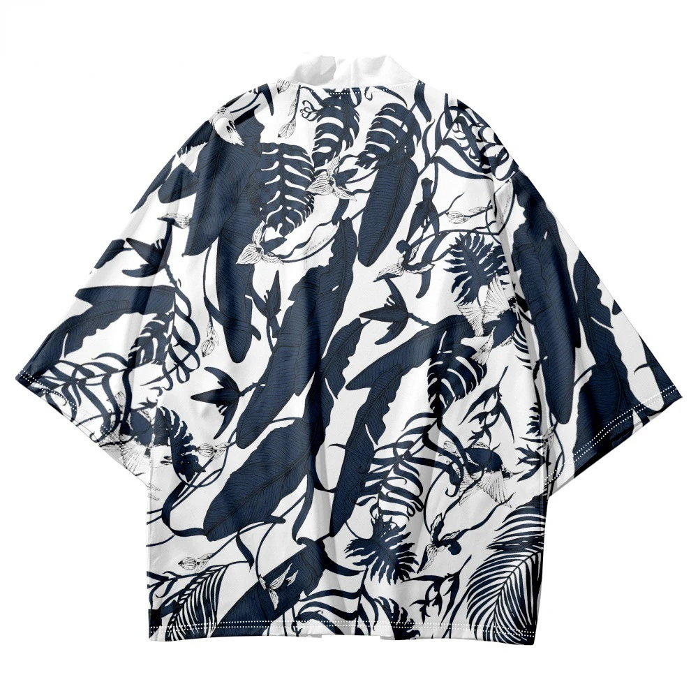 

Streetwear Leaves Print Haori Shirts 2023 Fashion Men Women Cardigan Tops Beach Yukata Clothes Japanese Kimono Plus Size 4XL