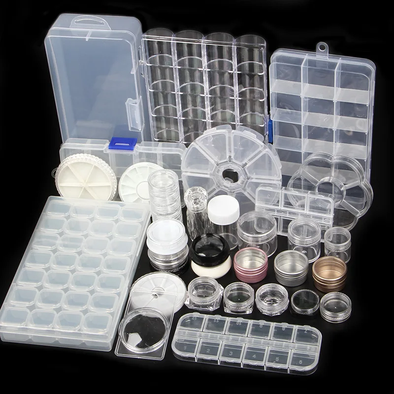 P001 120PCS Empty Makeup Jar Pots Cosmetic Storage Skin Cream Container Refillable Bottles Nail Sequins Rhinestones Glitter Box
