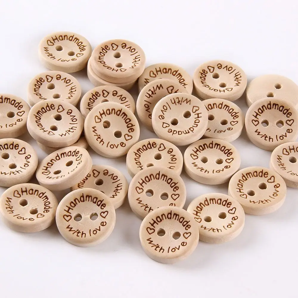 

Fashion Wooden Handmade Love Scrapbooking Buttons DIY Craft Sewing