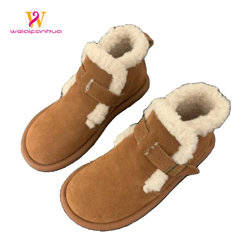 

Thick-soled white wool shoes outer shoes children's new 2022 explosive cowhide thick fleece cotton shoes snow boots women