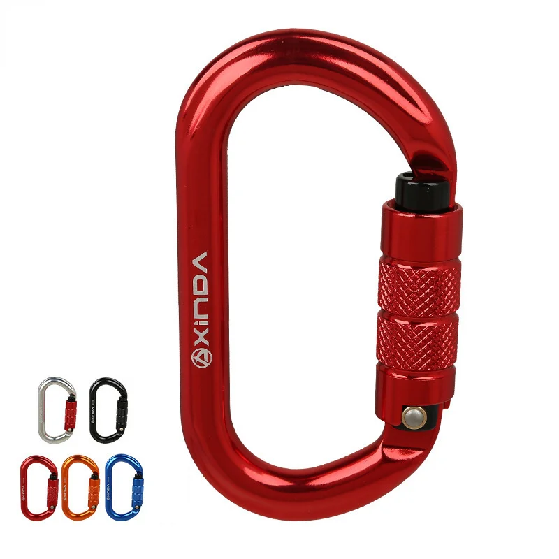

25KN Mountaineering Caving Rock Climbing Carabiner O Shaped Safety Master Screw Lock Buckle Equipement