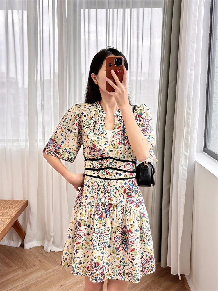 [Экзотические] BA ~ Фейерверк с парковым принтом и ножничным воротником