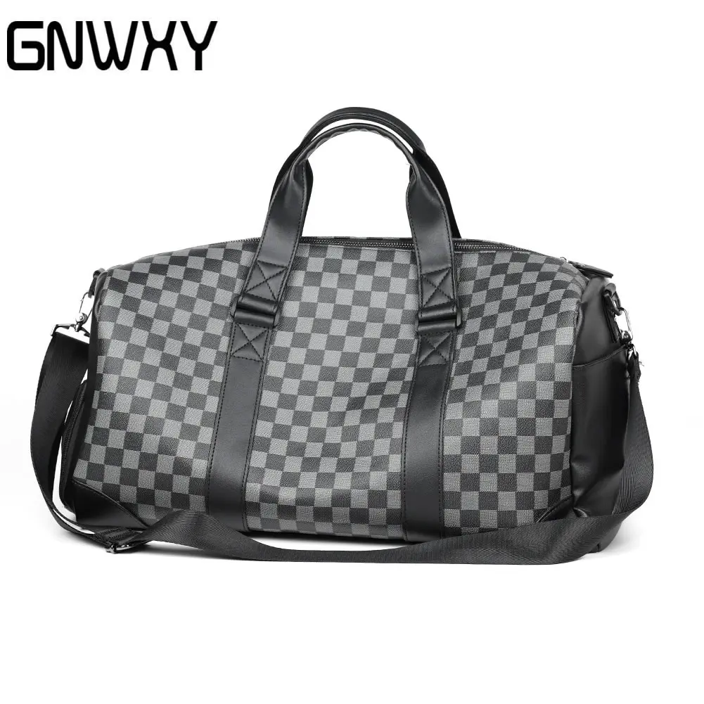 

GNWXY Men Business Travel Bag Fashion Duffle Totes Large Capacity Lattice Luxury Designer Luggage Bag Men's Handbag Storage Bags
