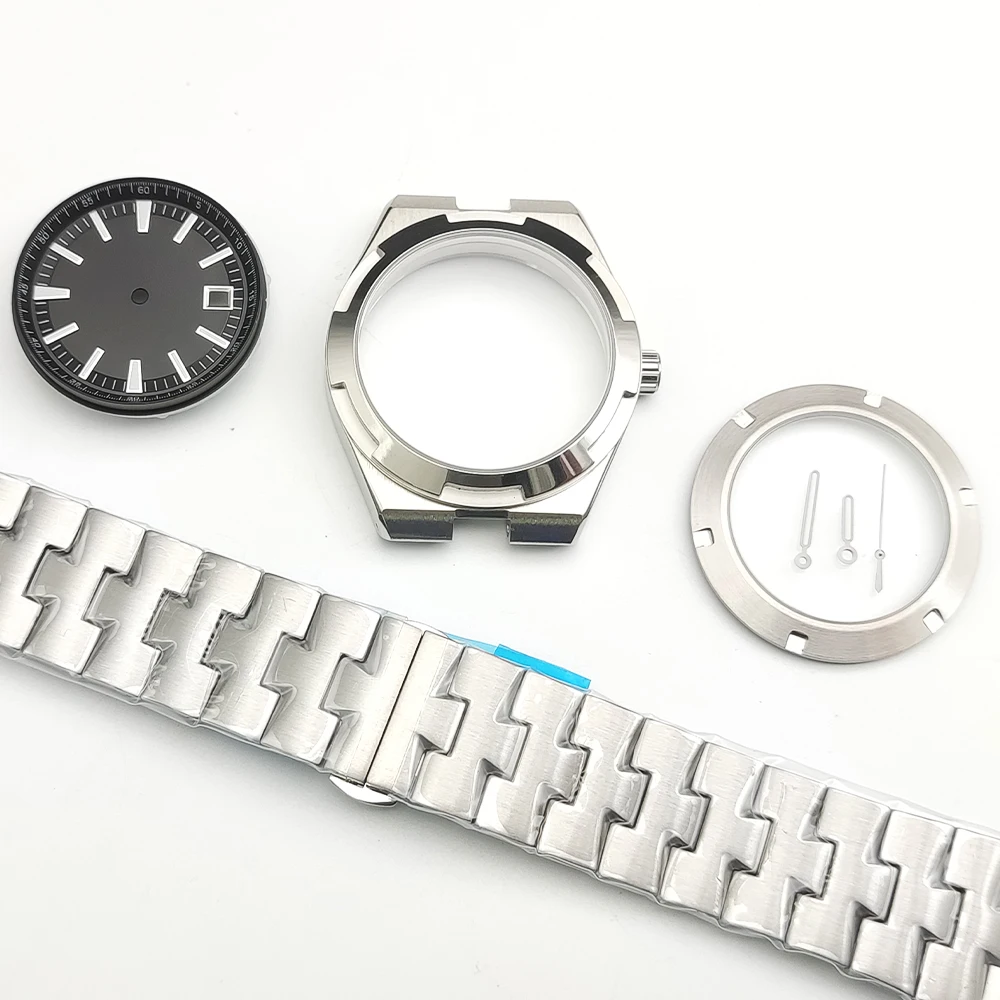 

Classic Design DIY Watch Case FOR MIYOTA 8215 8200 Automatic Men's Wristwatch Accessories Dial Hands Strap Case Set 41MM
