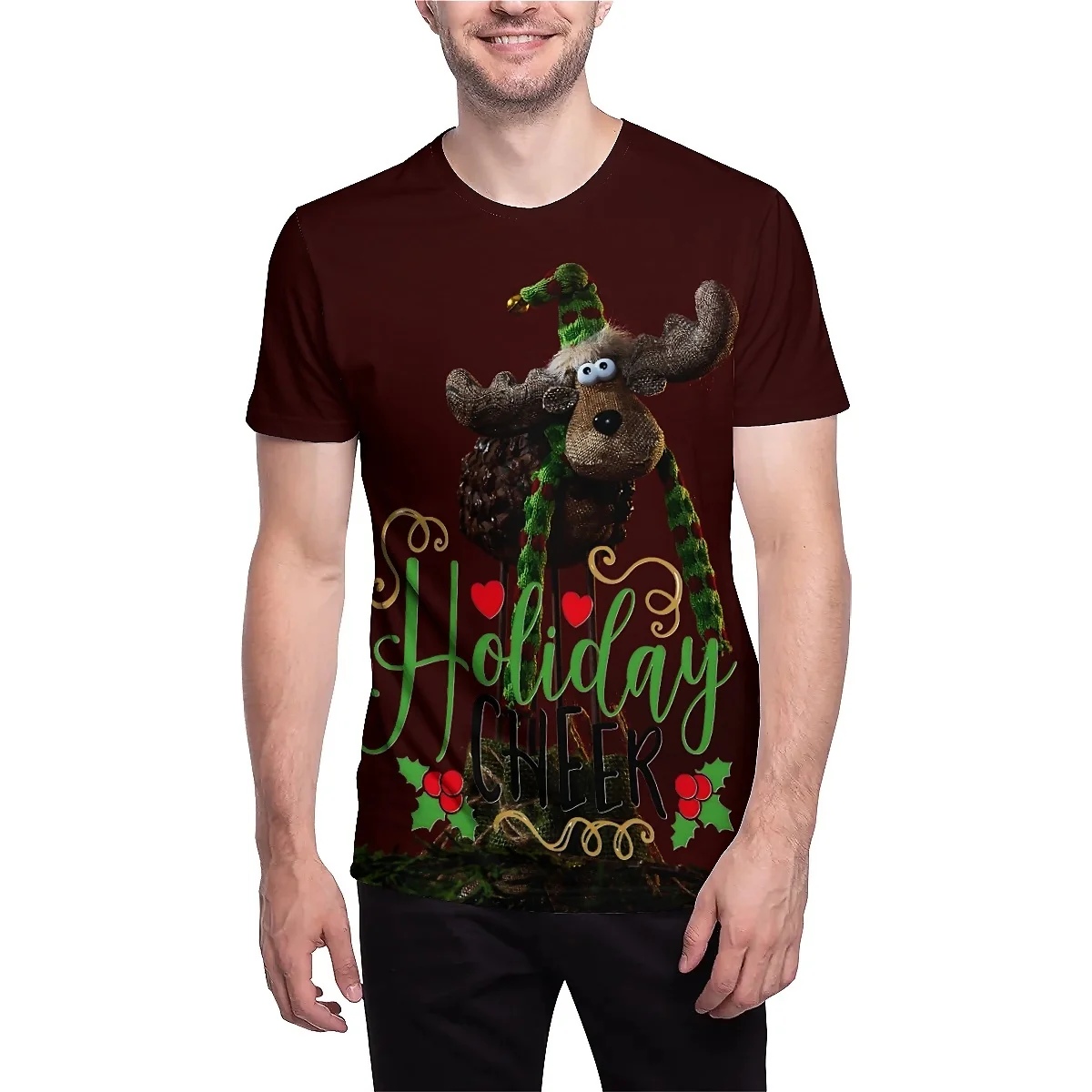 Мужская Рождественская футболка liaseo с 3D рисунком Санта-Клауса и животных унисекс