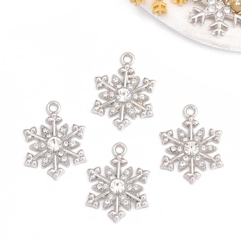 10 шт., подвеска в виде Снежинки из цинкового сплава