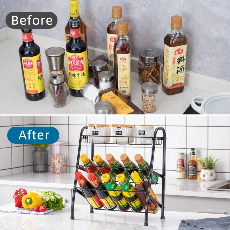 Kitchen Storage Rack Seasoning Storage Shelf  Seasoning Storage Rack spice rack organizer spice jars set with rack