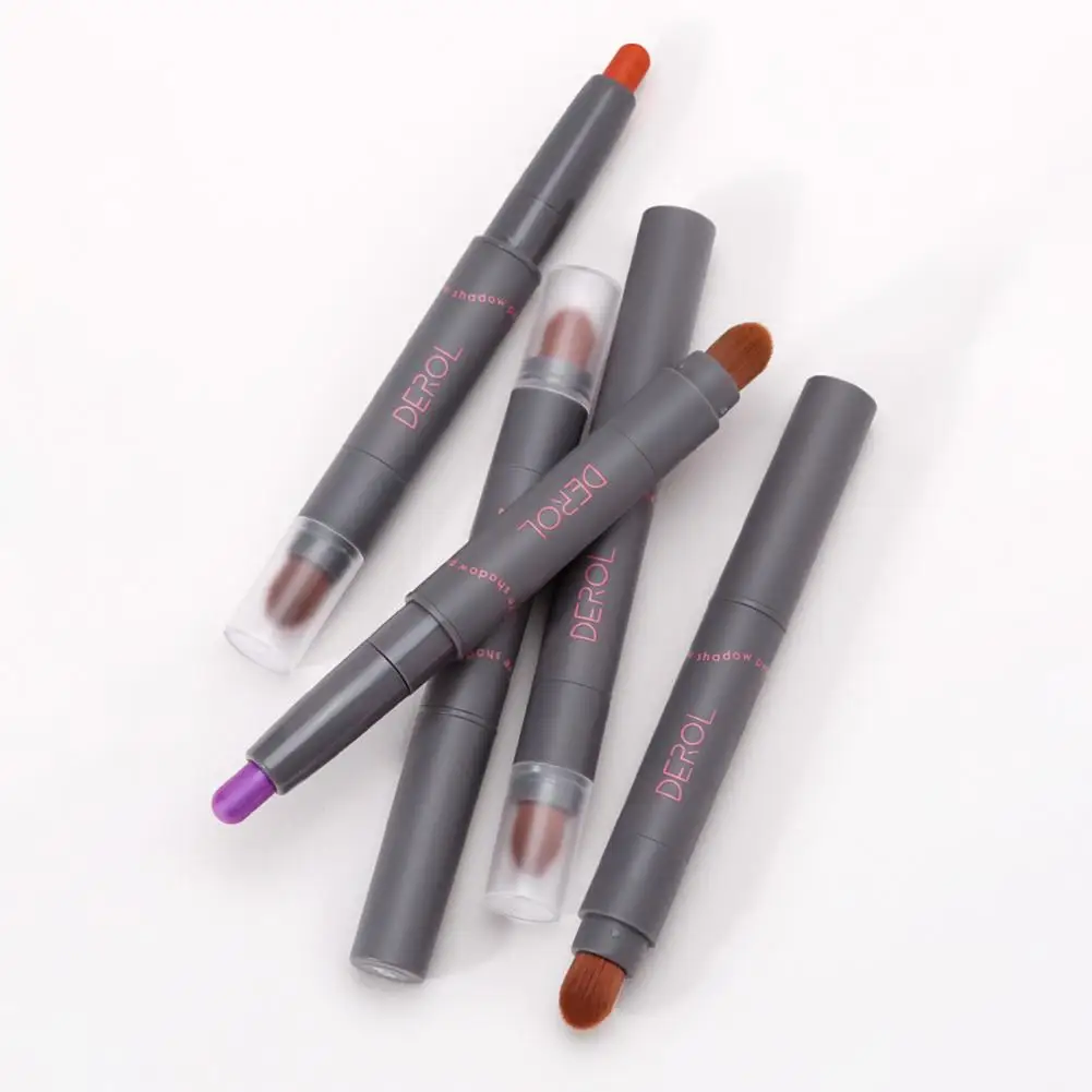 

1.5g Eyeshadow Stick Double-head Design Not Easy to Smudge Long-wearing Pearly Eye Shadow Pen with Brush for Daily Makeup