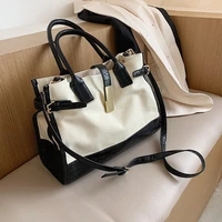 fashion canvas women handbags designer large tote bag luxury pu leather patchwork shoulder crossbody bags casual big shopper bag