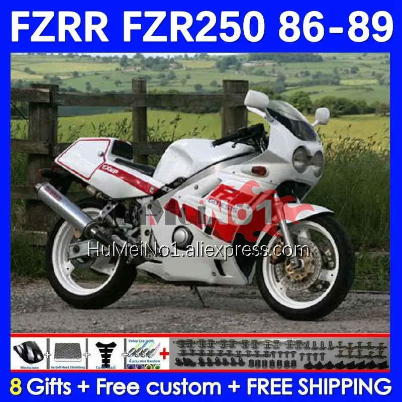 

Обтекатель FZR250RR для YAMAHA FZR250 R FZRR FZR 250 250R, белый глянцевый обтекатель 146No.49 FZR-250 86 87 88 89 FZR250R 1986 1987 1988 1989