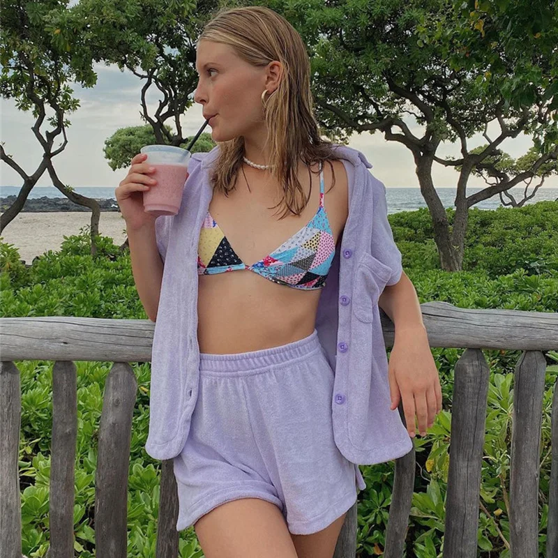 

Spring Summer New Womens Dresses Solid Single-breasted Home Loose Fashion Casual Suit Two Piece Set