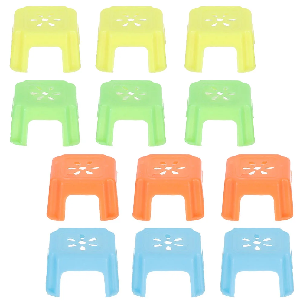 

12Pcs Dolls House Miniature Stools House Furniture Mini Plastic Stools