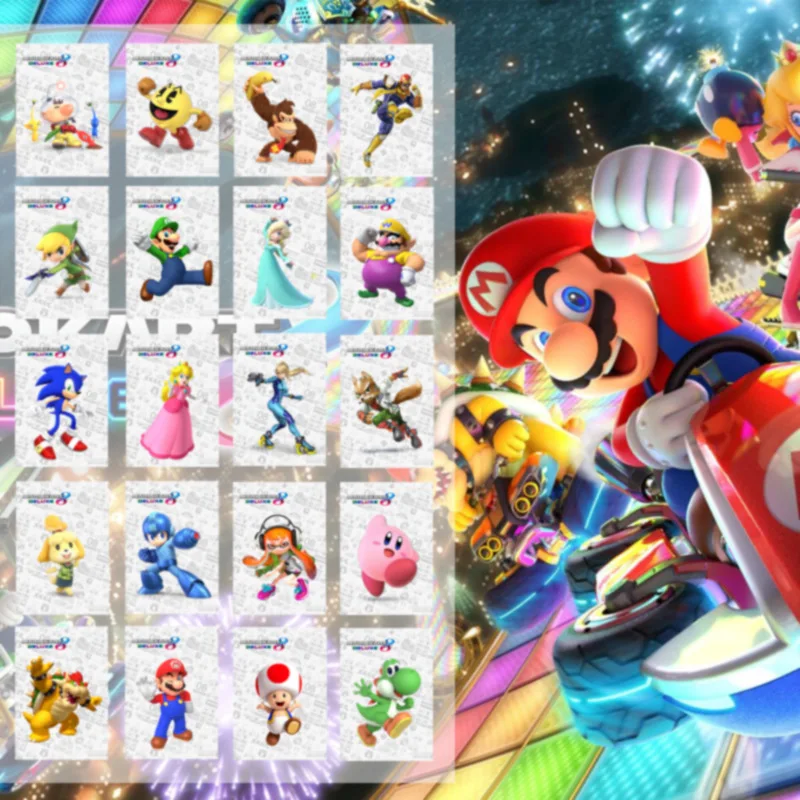 

20PCS Mario Kart 8 Linkage Carriage 8 Animal Crossing Zelda Amiibo Unlock Limited Clothing Linkage Card Full Set of Racing Cards