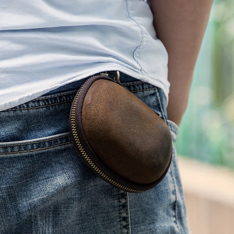 Folding Glasses Case Reading Sunglasses Nearsighted Cowhide Leather Protable Eyewear Cover Box Mini Travel Pack