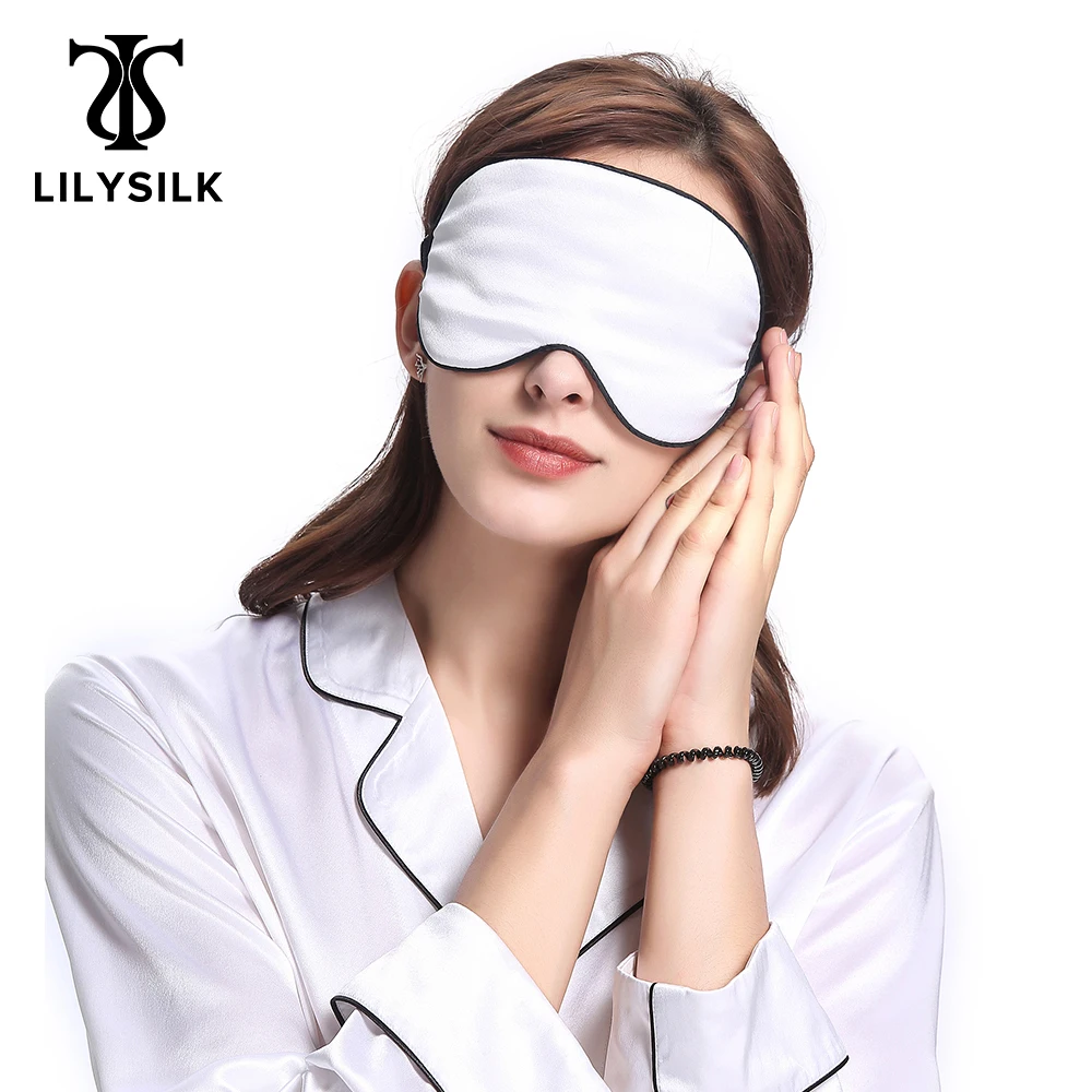 

LILYSILK Silk Eye Mask For Sleeping With Black Trimming Luxury Men Women Eyepatch Care Tools Classical Eyeshade Free Shipping