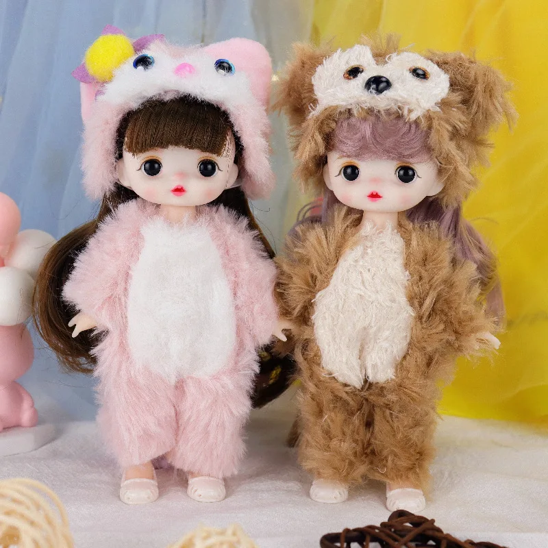 

16 см милая кукла полный набор 1/8 Bjd Детская кукла с животным стилем костюм девушки играть дома Diy одеваются игрушки