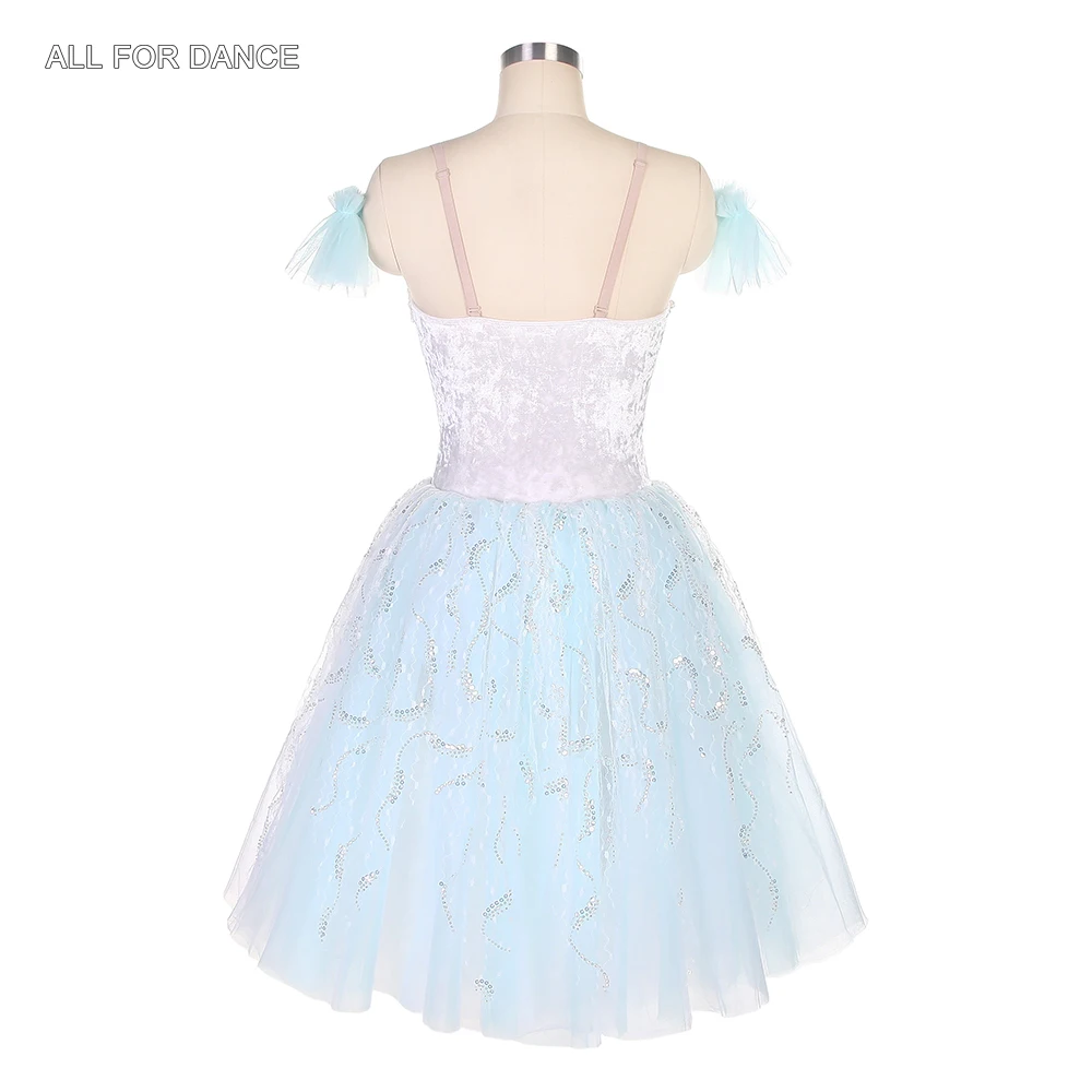 21315 Белый бархатный лиф с бледно-зеленой длинной романтической юбкой-пачкой для