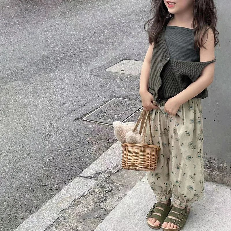 

Fashion Baby Girls's Suit Summer Casual Clothes Set Knit Tops Pants 2PCS Baby Clothing Set Infant Suits Kids Clothes