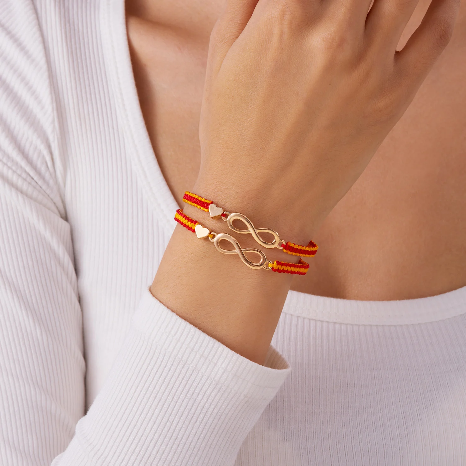 2 шт./компл. модный браслет из бесконечной веревки в форме сердца для женщин и