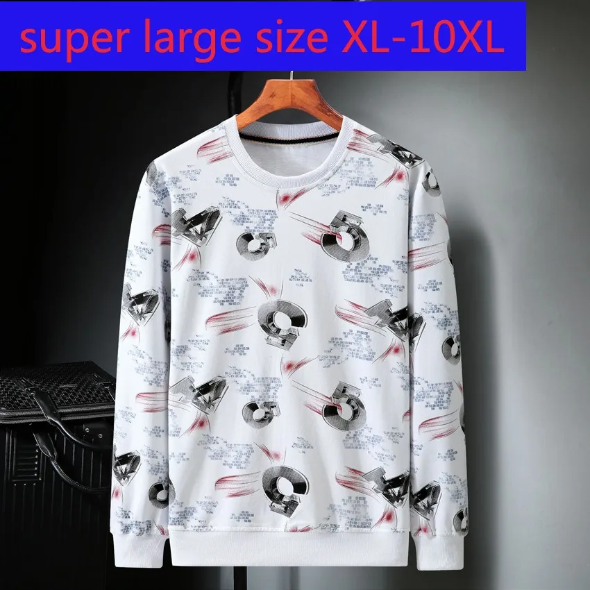 

New Arrival Cotton Fashion Spring Autumn Super Large Men Loose Flower O-neck Casual Print Plus Size XL-4XL5XL6XL7XL8XL9XL10XL