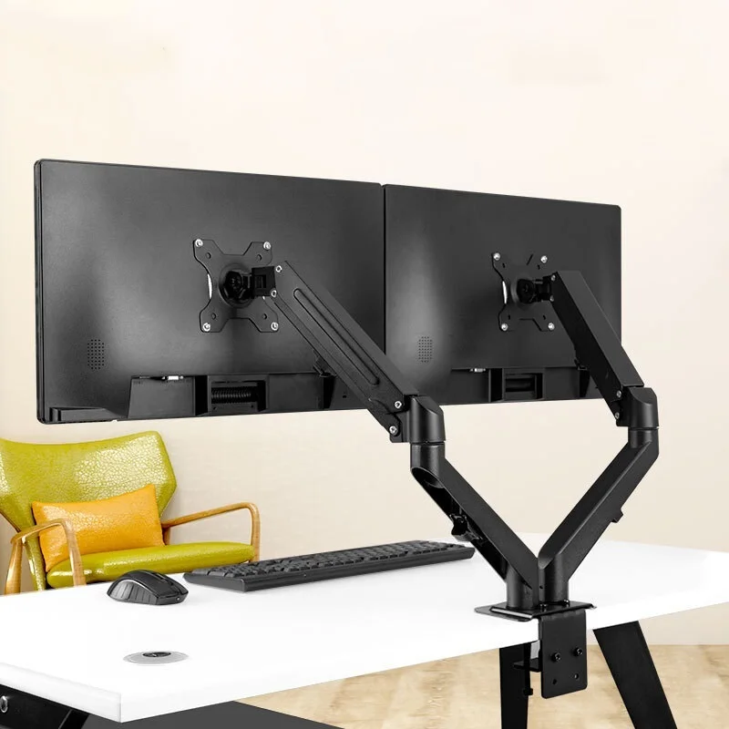 

Dual Monitor Desktop Mounting Bracket for 13 to 27-Inch LCD Screens Rotation & Tilt Adjustable Two-Arm Desk Stand Support