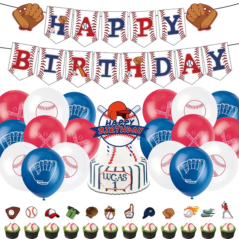 

29pcs Baseball Theme Party Decor Kit Banner Balloons Cake Topper set Baseball Club Kids Boy Happy Birthday Party Decorations