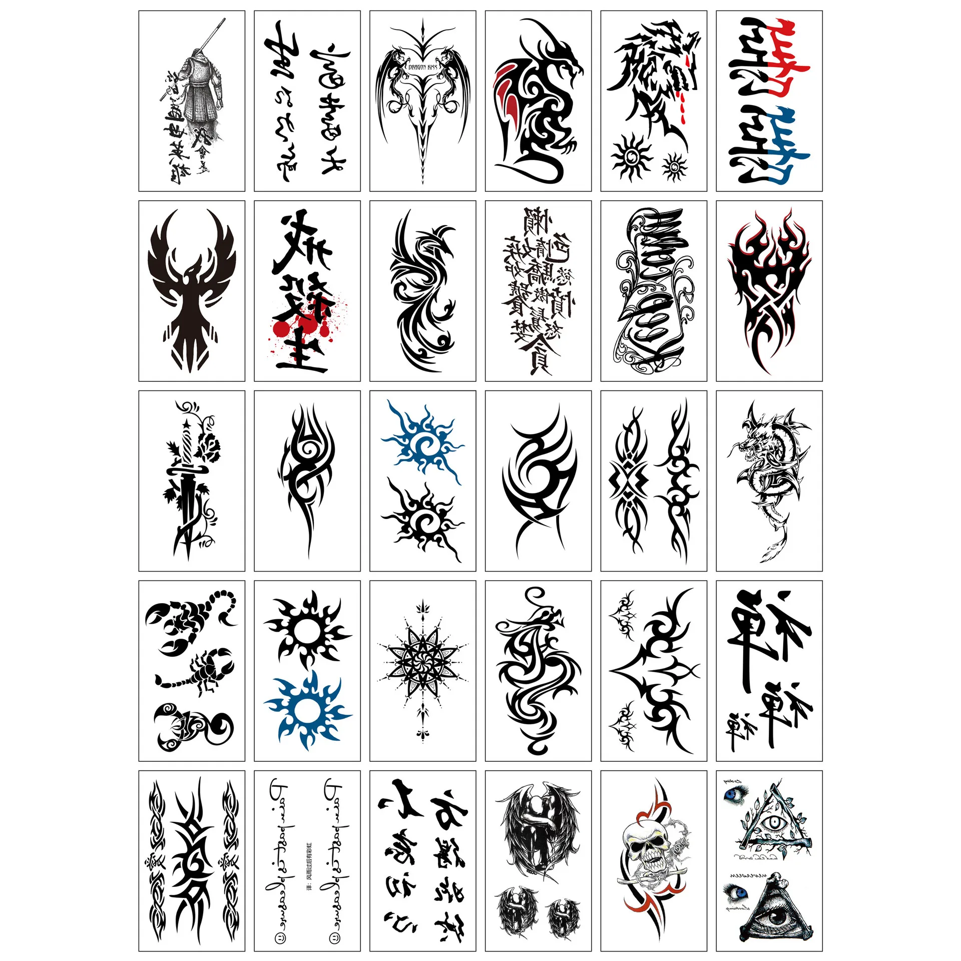 30pcs Temporary Tattoos for Women Men Kids Waterproof Small Dark Black Face Stickers Flowers Letters Fake Tattoo Child Body Art images - 1