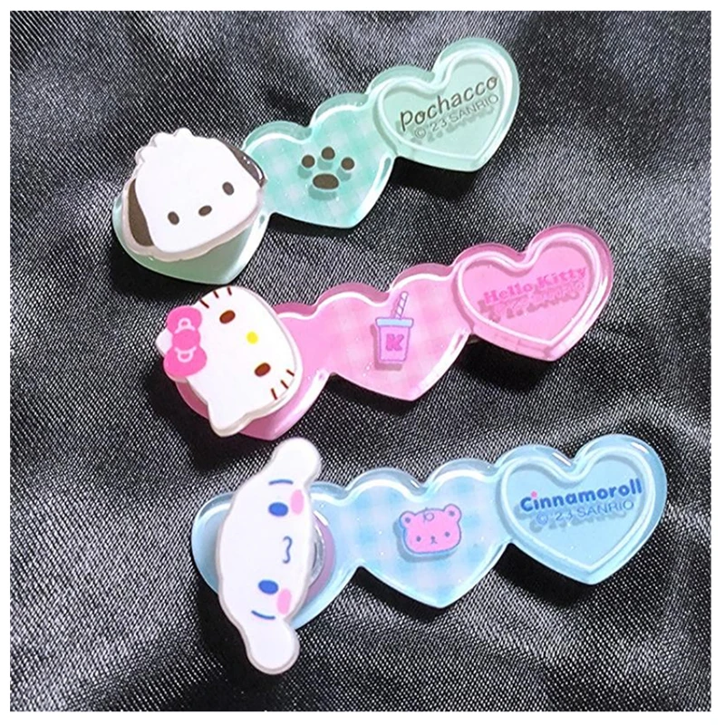 

Kawali Sanrio Hellokitty Kuromi Cinnamoroll Pochacco Hairpin Bb Clip Hair Accessories Sweet Cute Kids Halloween Gift For Girls