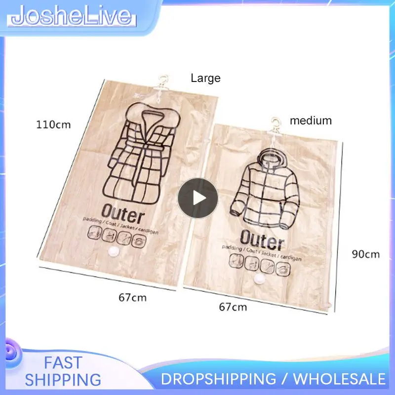 

Hanging Clothing Vacuum Bag Transparent Large Thickened Down Blanket Storage Bag Foldable Clothes Quilt Suction Vacuum Bag