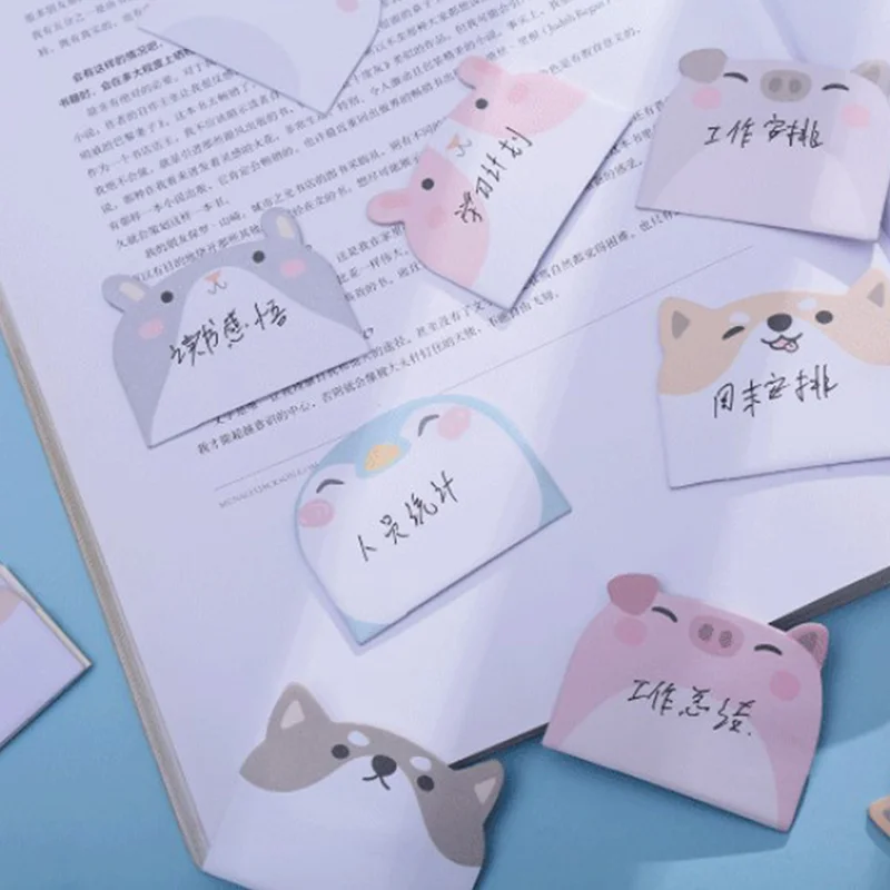 Мультяшные животные Липкие заметки Kawaii Пингвин медведь собака свинка блокнот