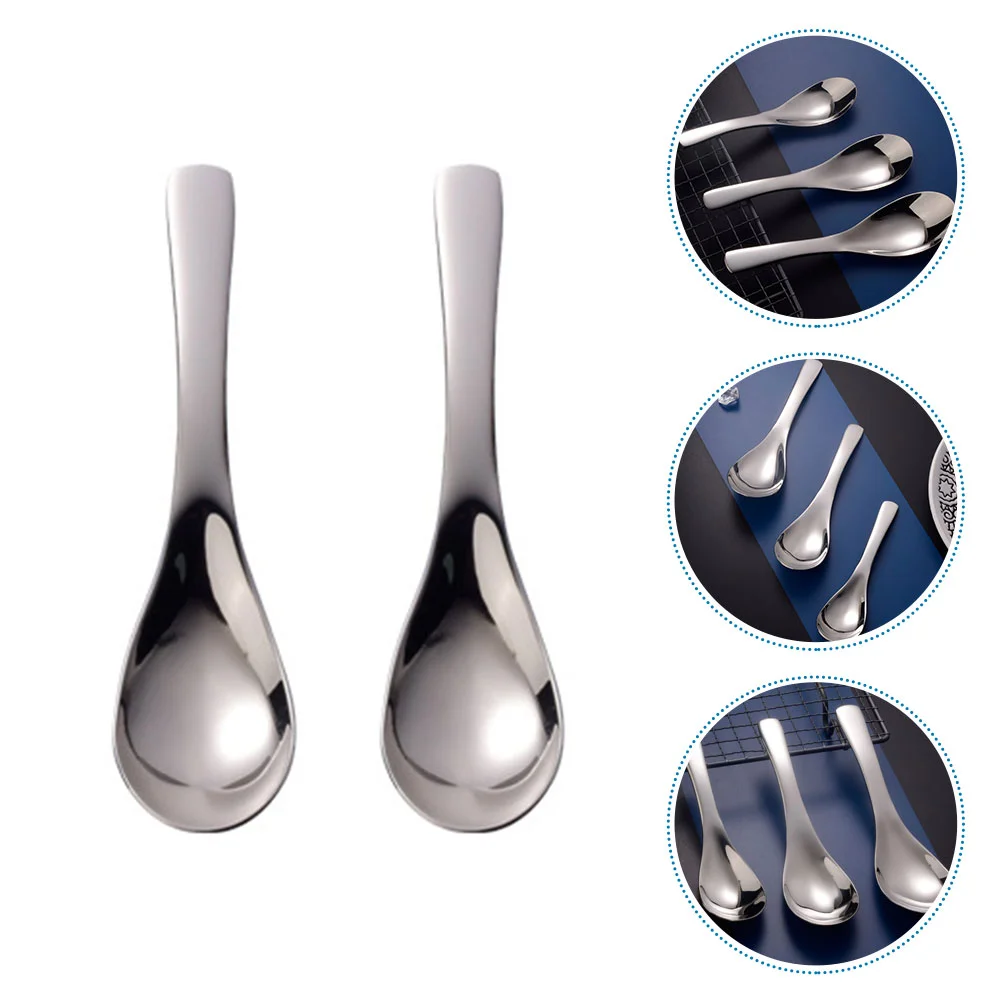 

2pcs Kids Tableware Kids Rice Spoons Soup Spoon Kids Stainless Steel Spoons for Toddler Family Friends