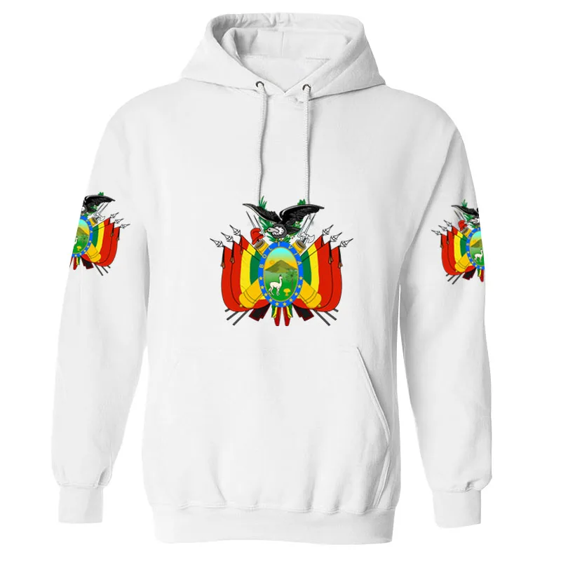 

Мужской пуловер из Боливии, сделанный на заказ свитшот с названием символа, государственный флаг боо, одежда для фотографий с испанским кол...