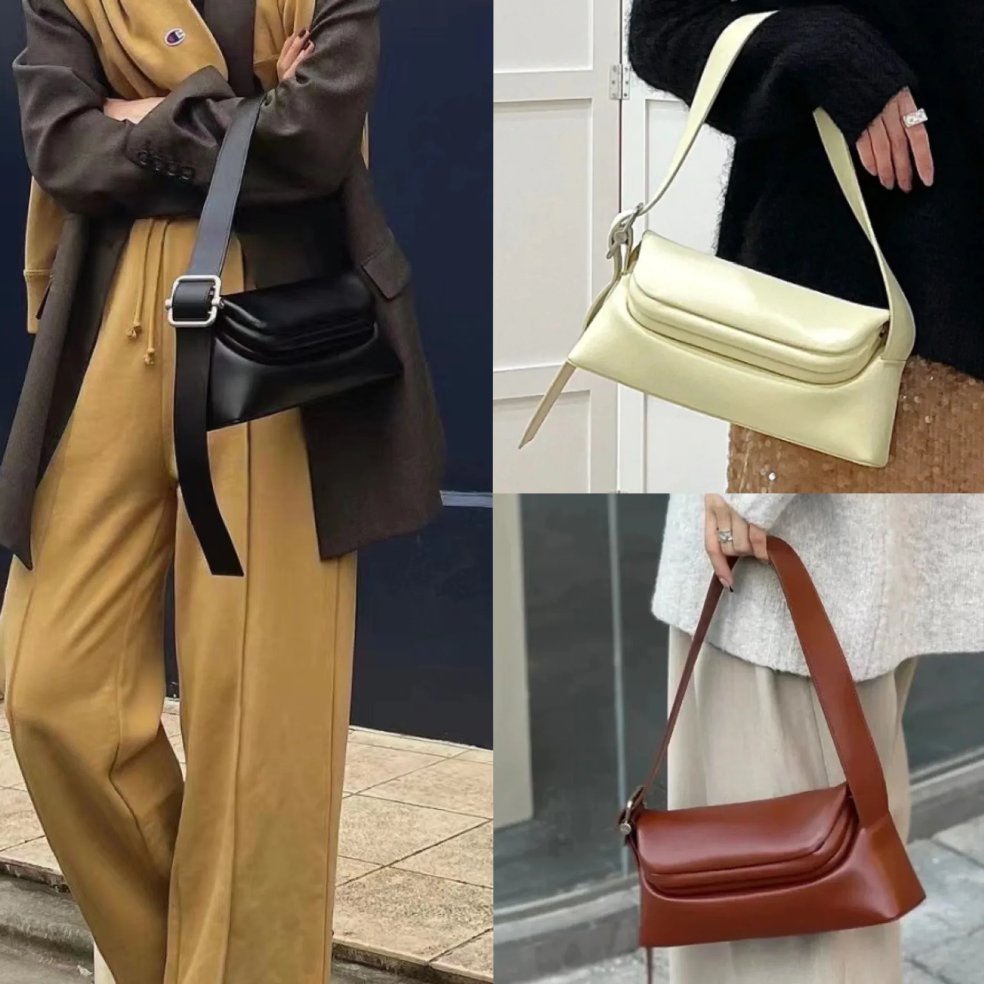 

Korean version niche Brot law stick women's bag genuine leather single shoulder diagonal cross handbag cowhide